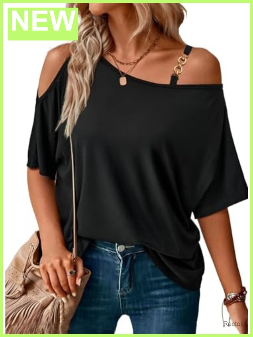 Cold Shoulder Off Shoulder Top Short Sleeve Loose Fit Blouse